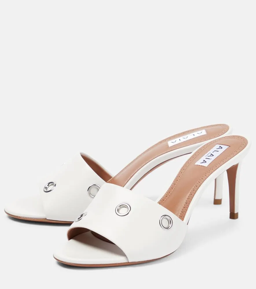 Alaia Oeillets embellished leather sandals