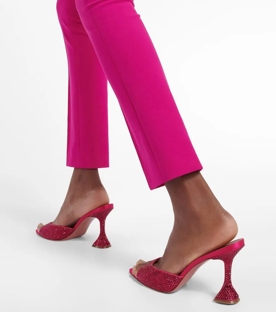 Amina Muaddi Caroline embellished satin mules