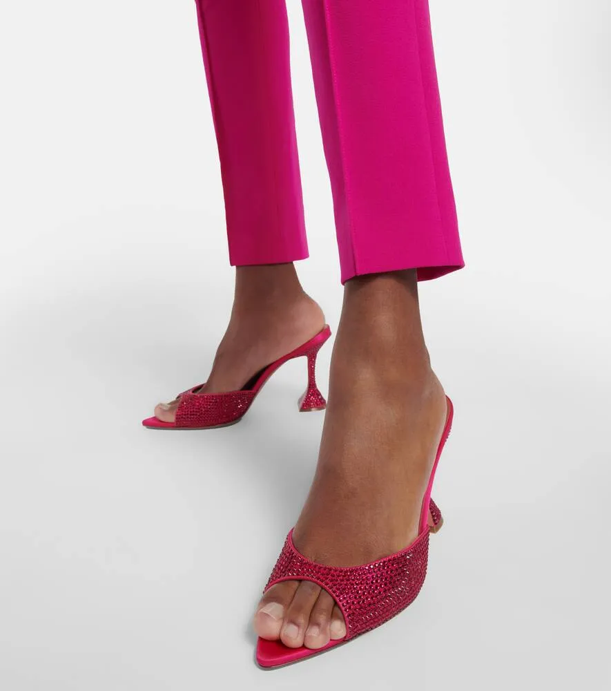 Amina Muaddi Caroline embellished satin mules