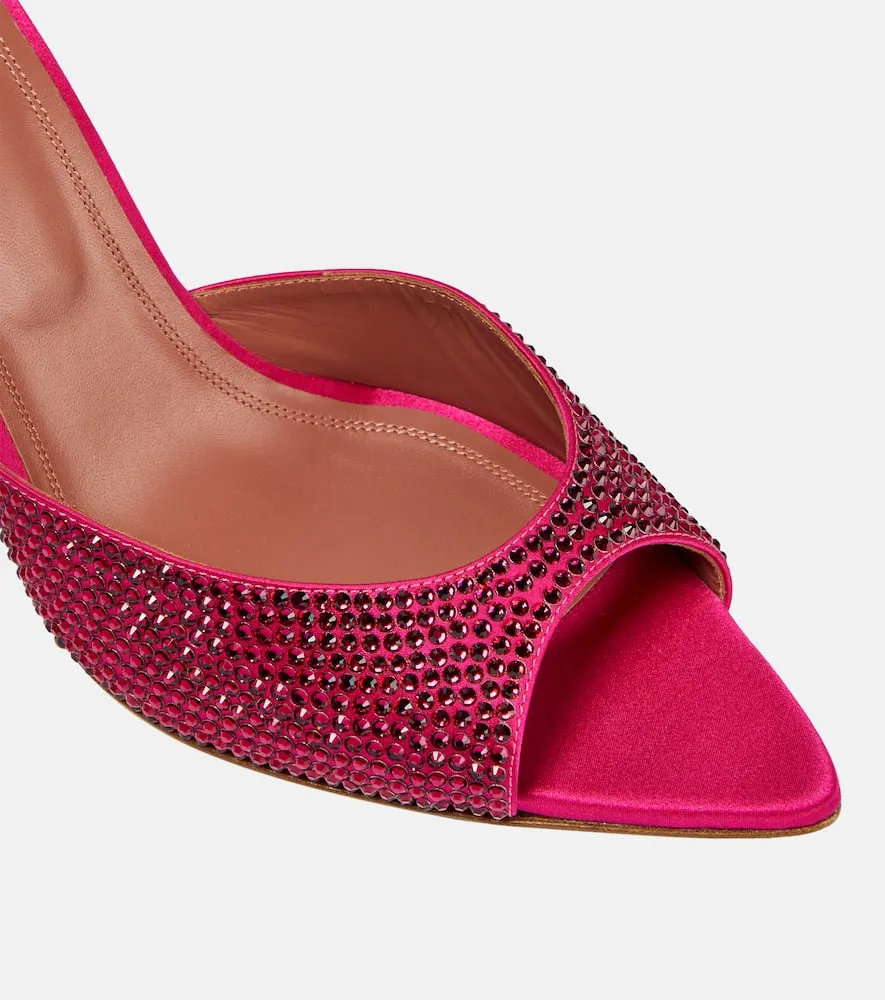 Amina Muaddi Caroline embellished satin mules