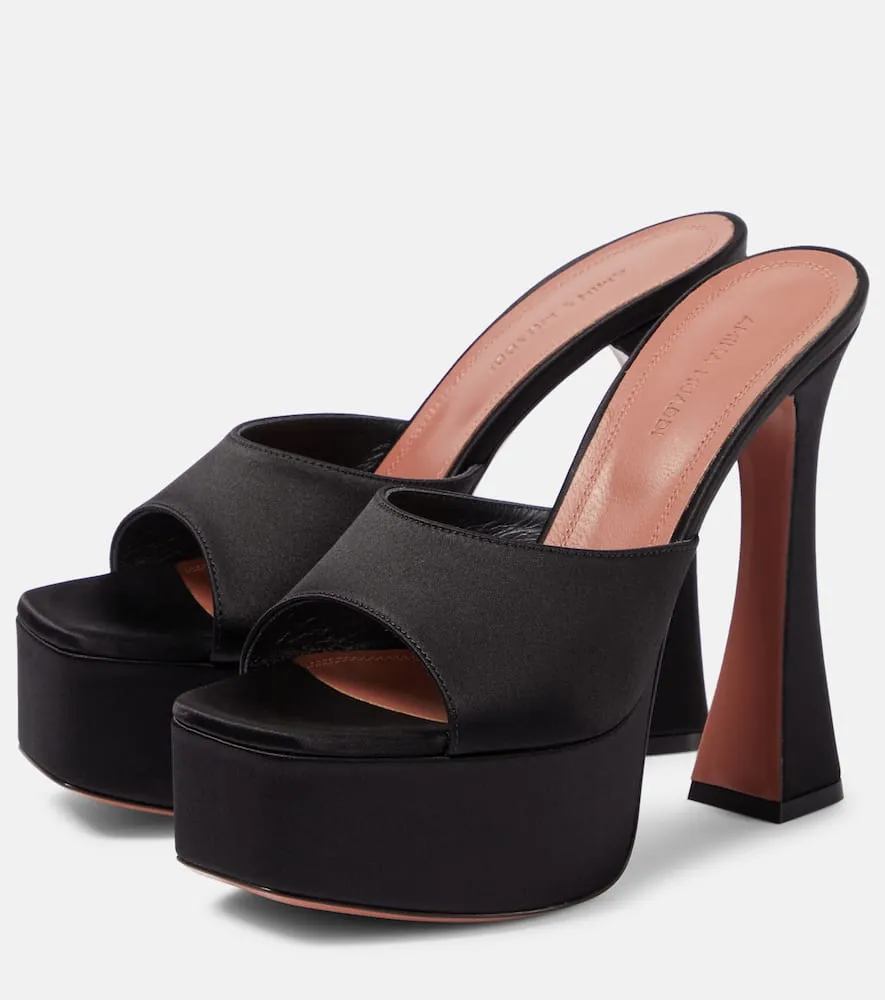 Amina Muaddi Dalida satin platform mules