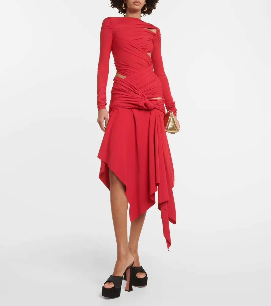 Amina Muaddi Dalida satin platform mules