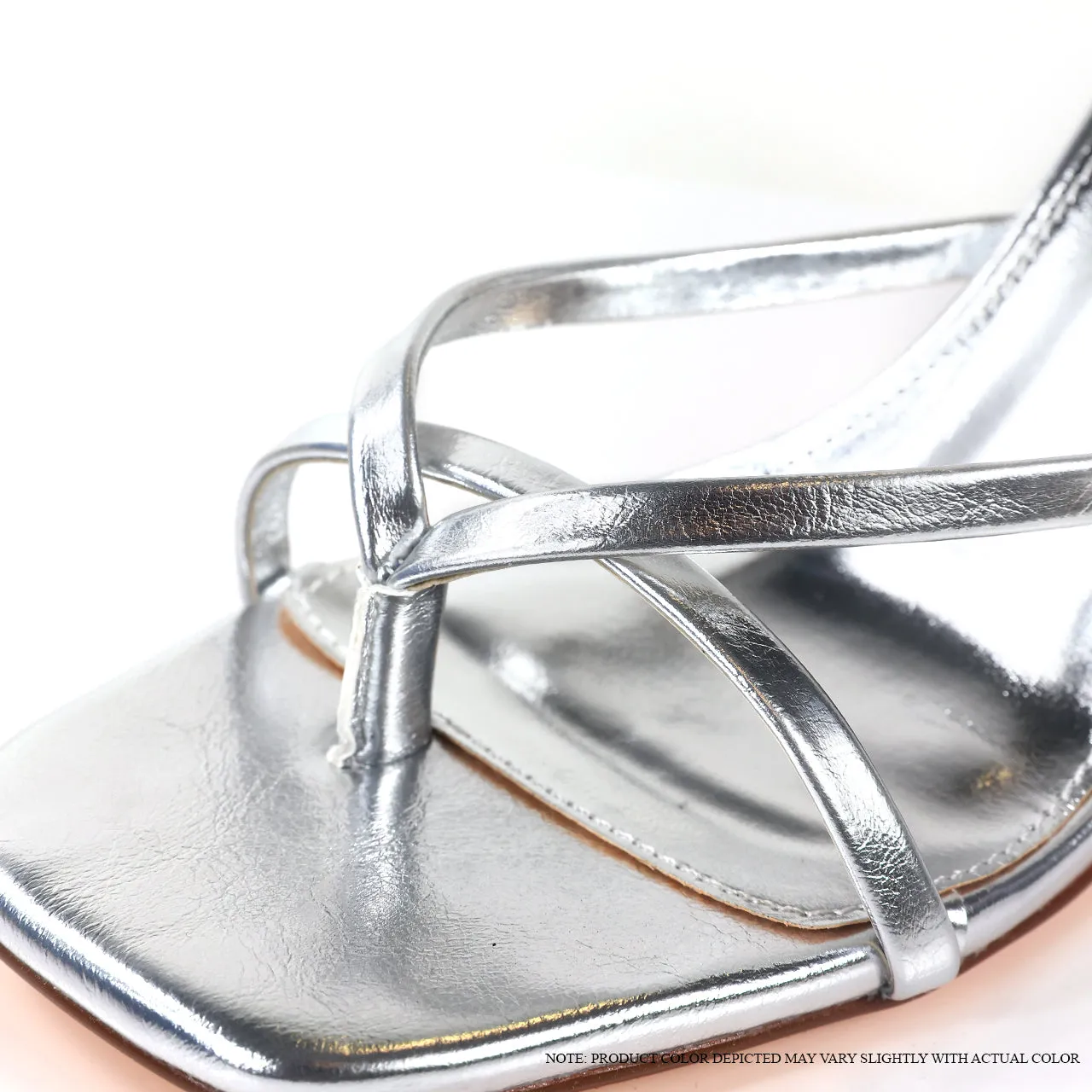 AURA-12 OPEN TOE STRAPPY HIGH HEEL SANDALS - SILVER