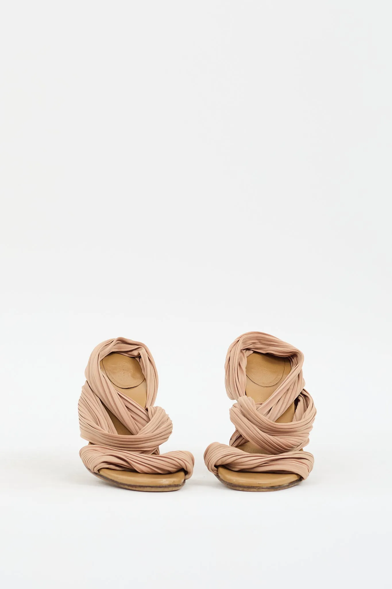 Beige Pleated Strap Heel