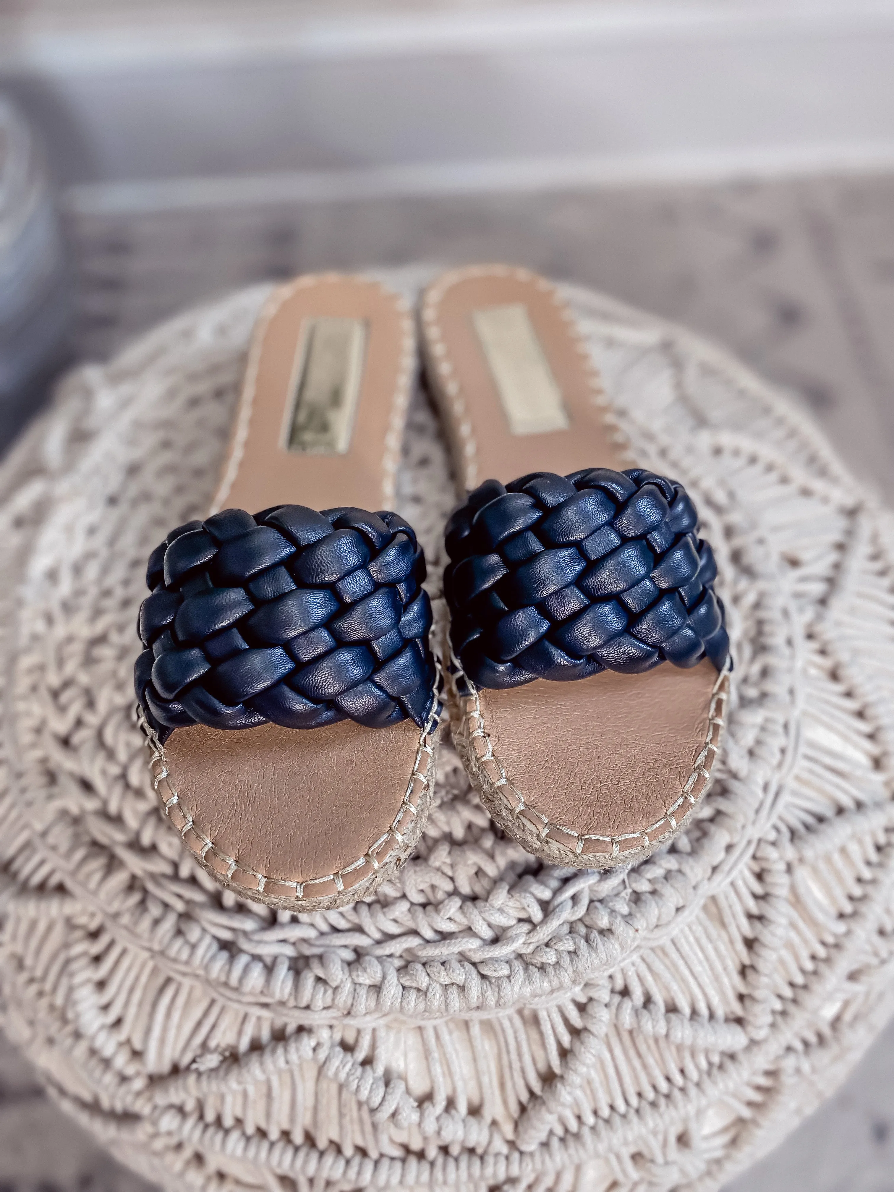 Black Braided Slip On Sandal