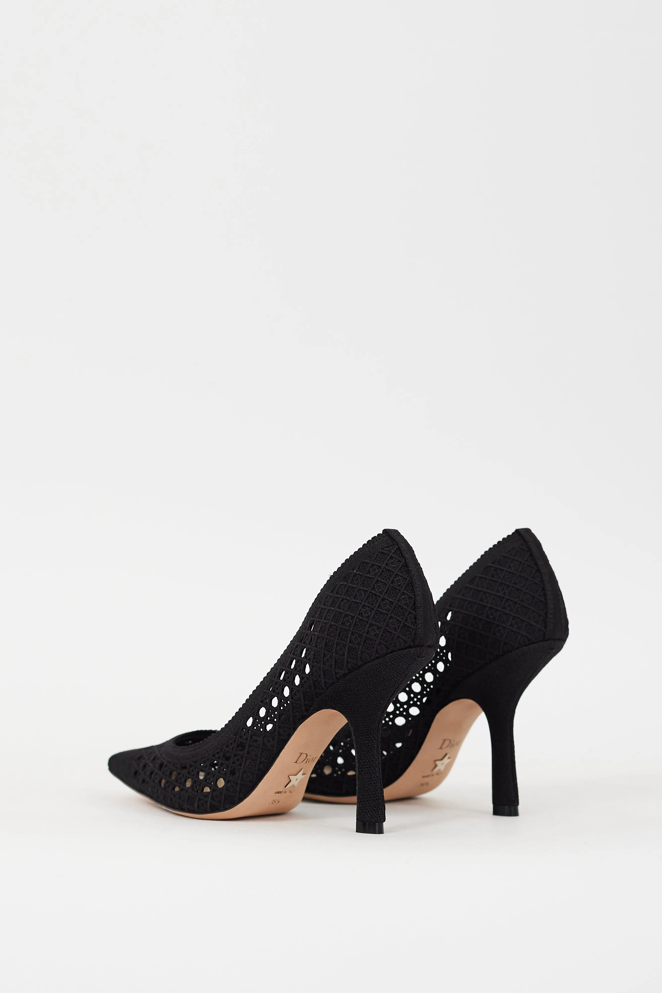 Black Cannage Mesh Capture Heel