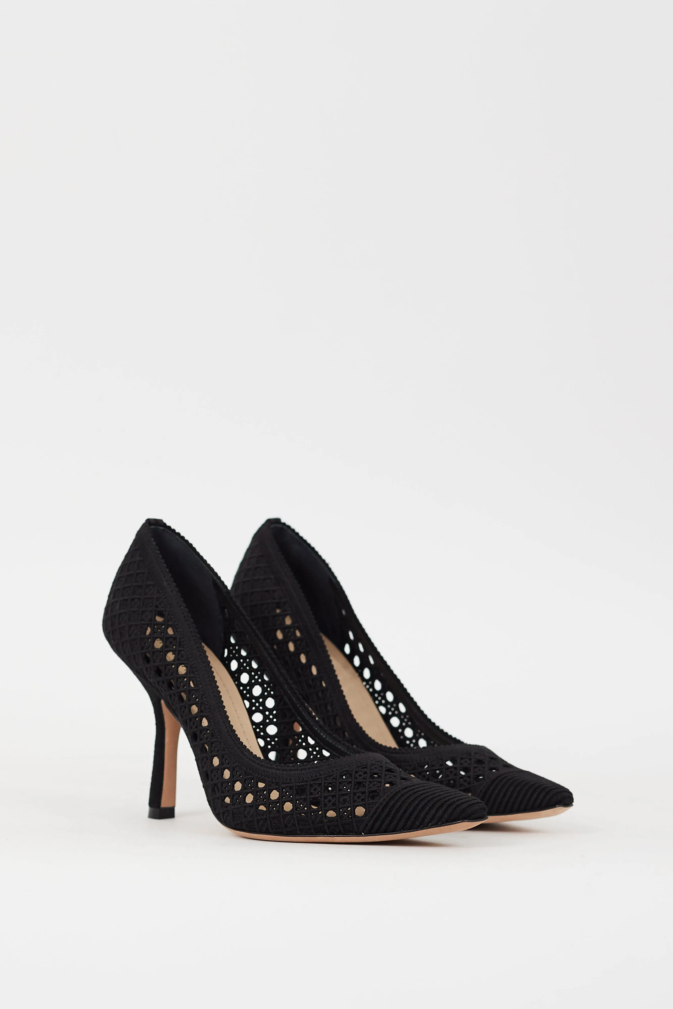 Black Cannage Mesh Capture Heel