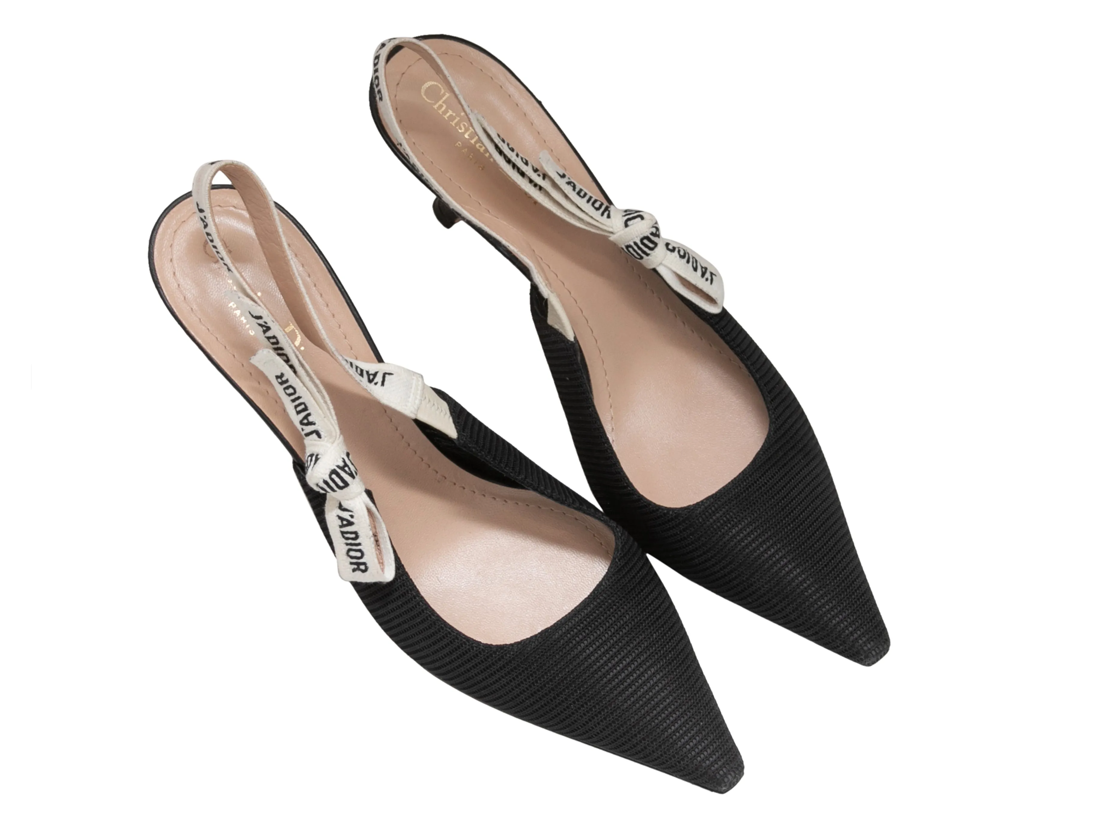 Black Christian Dior Pointed-Toe Slingbacks Size 42