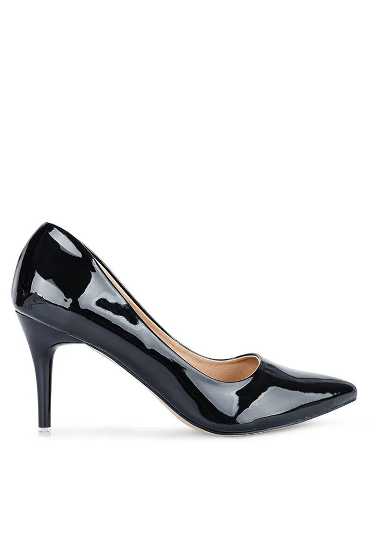 Black Patent Leather Pointed Heels