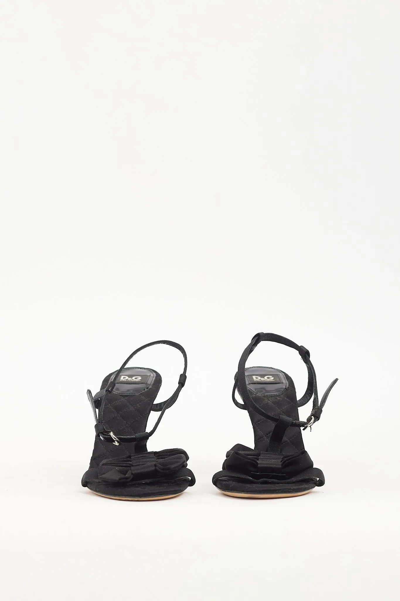 Black Satin Bow T-Strap Heel
