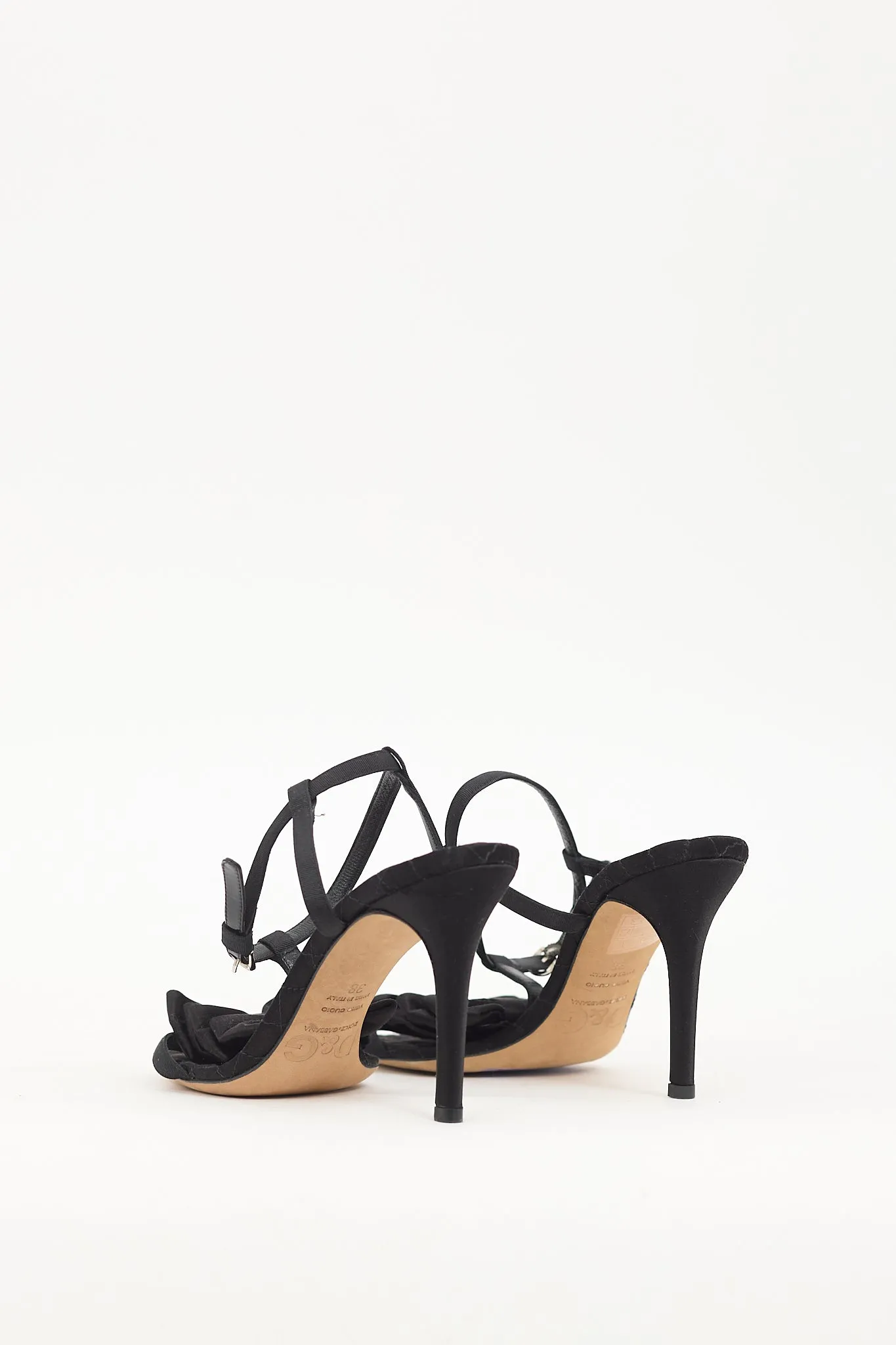 Black Satin Bow T-Strap Heel