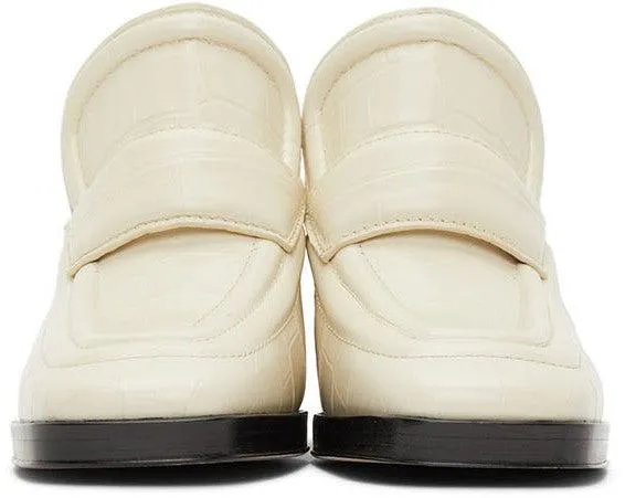 Bottega Veneta Off-White Croc Heeled Mules