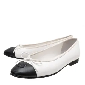 Chanel Bicolor CC Cap Toe Bow Ballerina 38