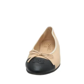 Chanel Bicolor CC Cap Toe Bow Flat Ballerina 39