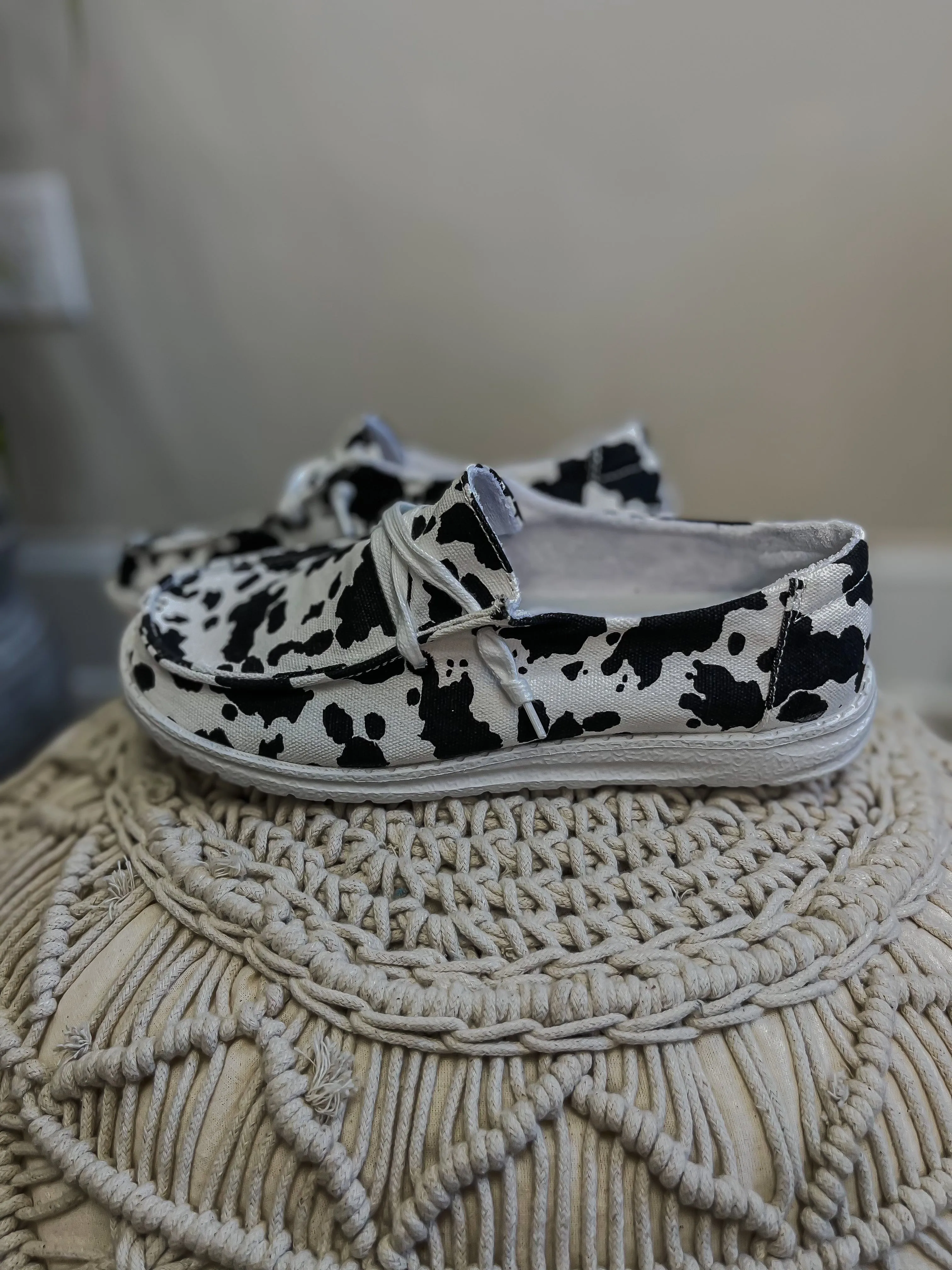 Cow Print Canvas Slip On