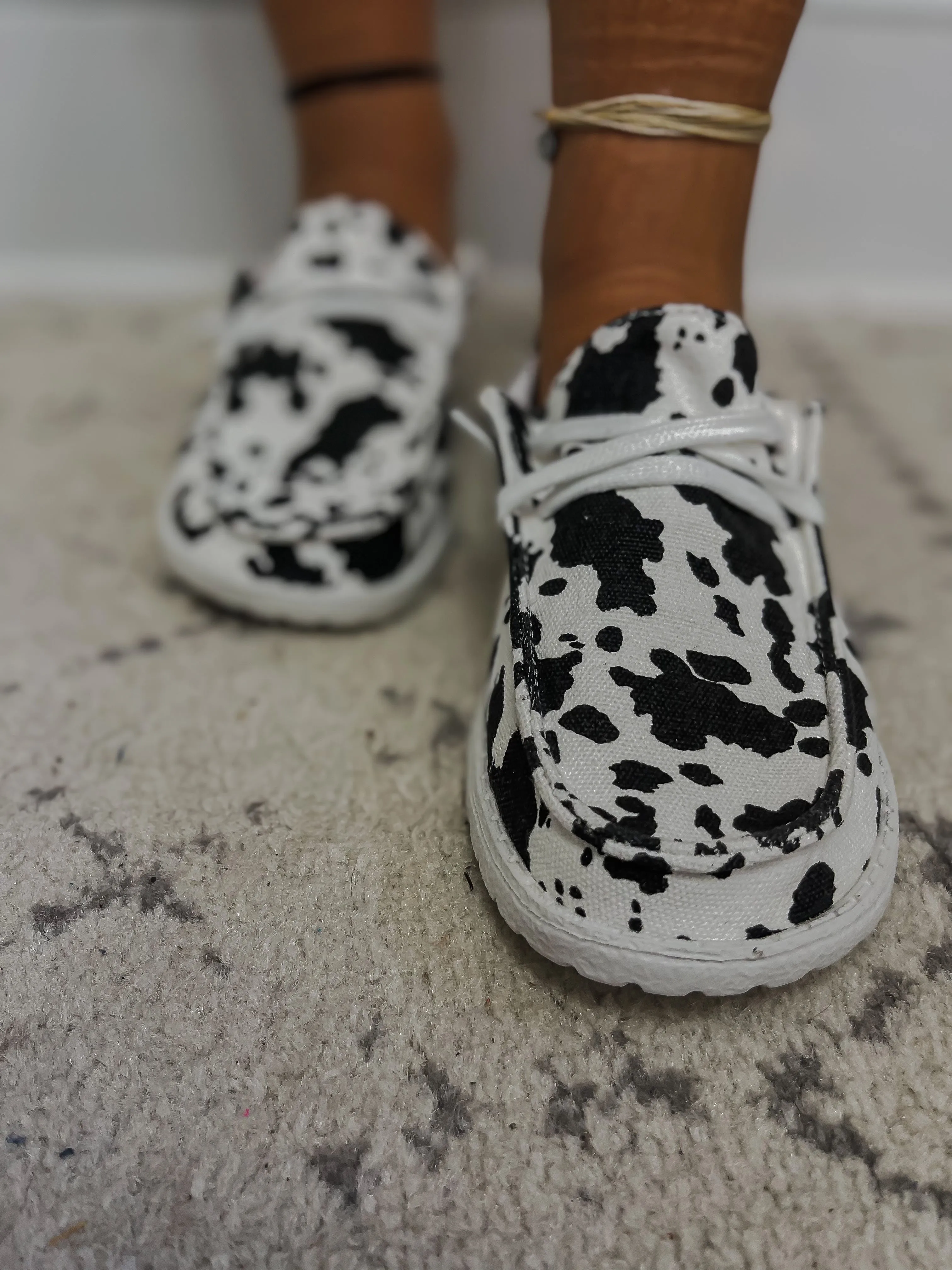 Cow Print Canvas Slip On