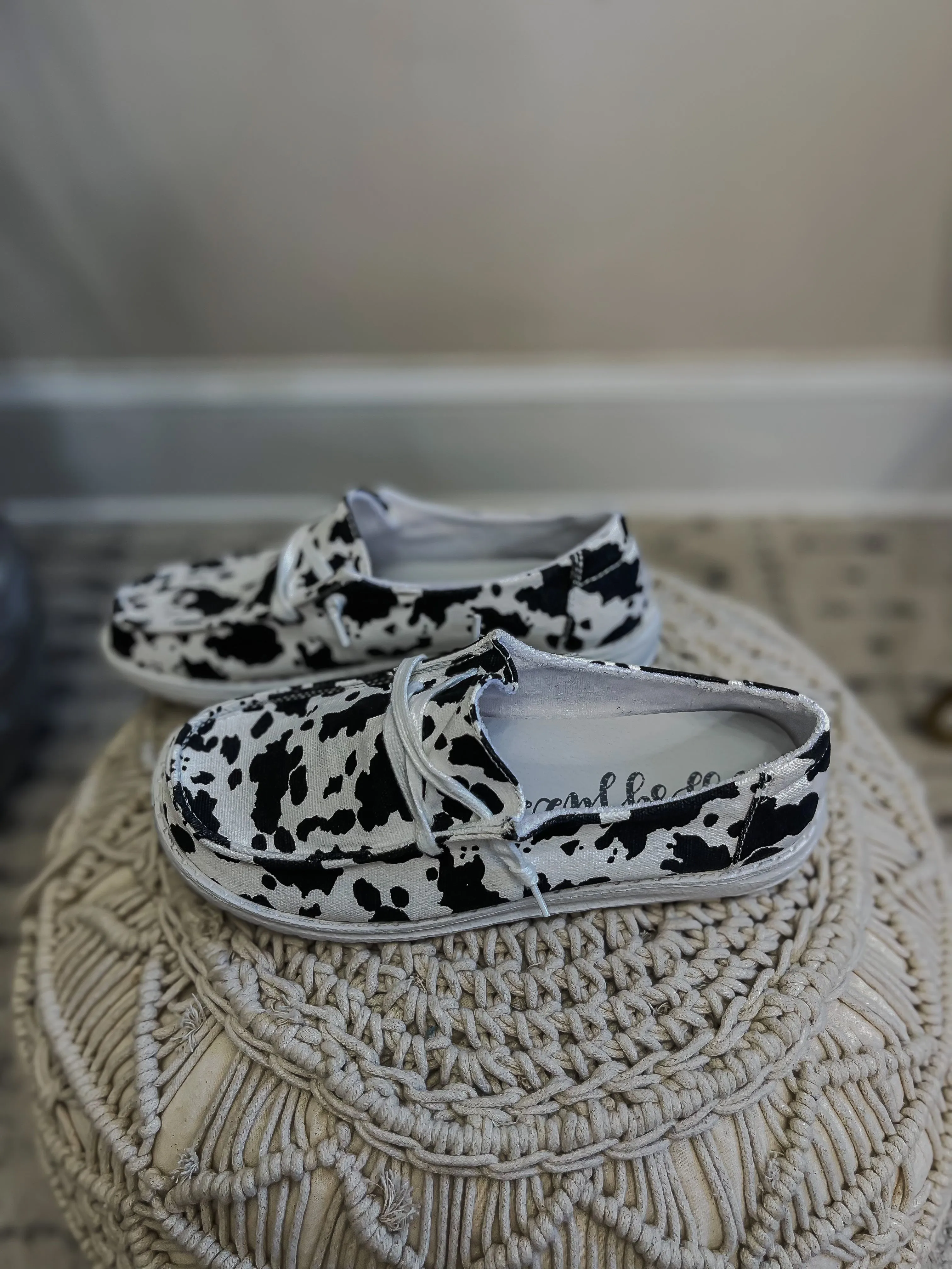 Cow Print Canvas Slip On