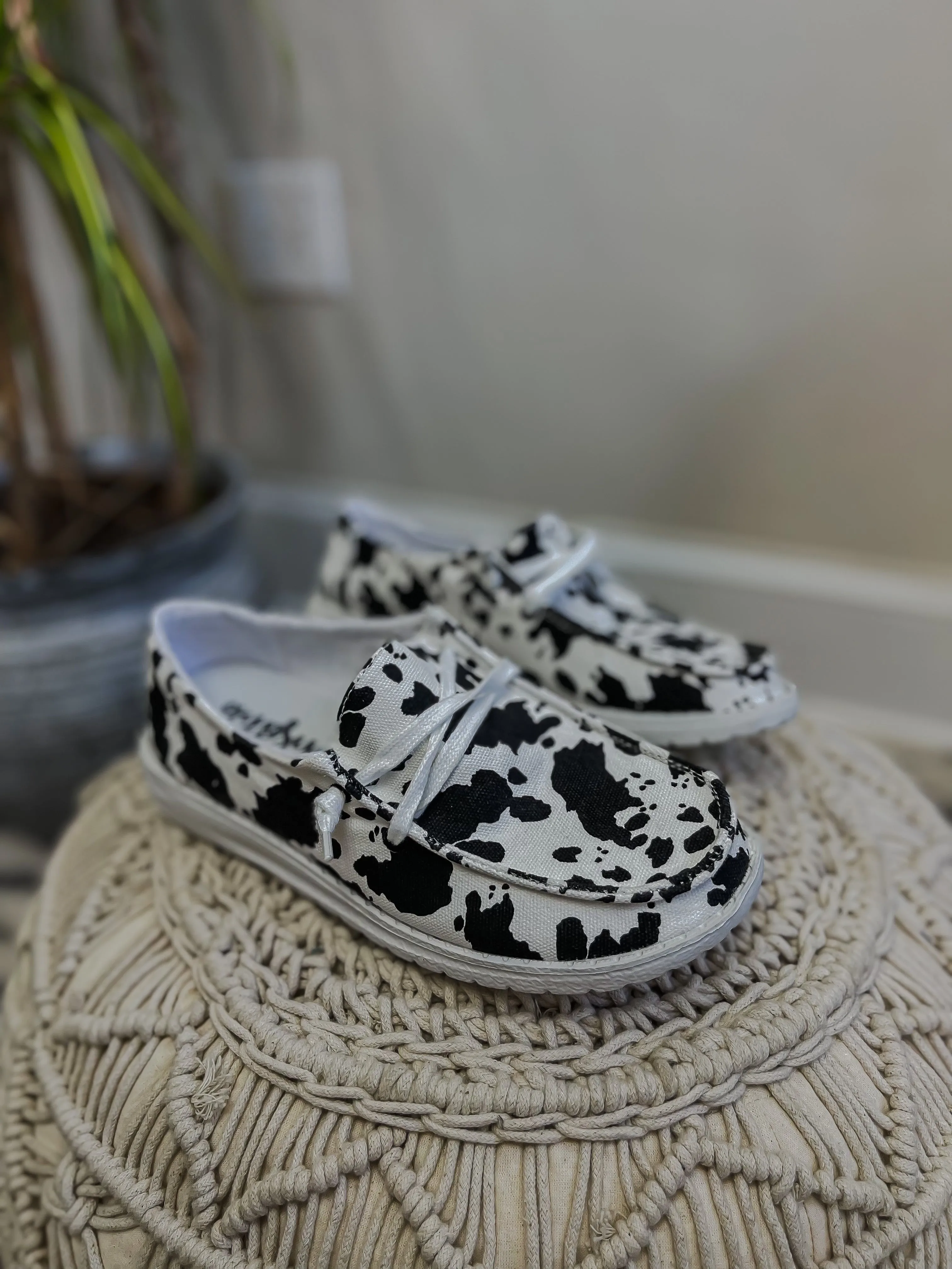 Cow Print Canvas Slip On