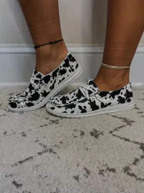 Cow Print Canvas Slip On
