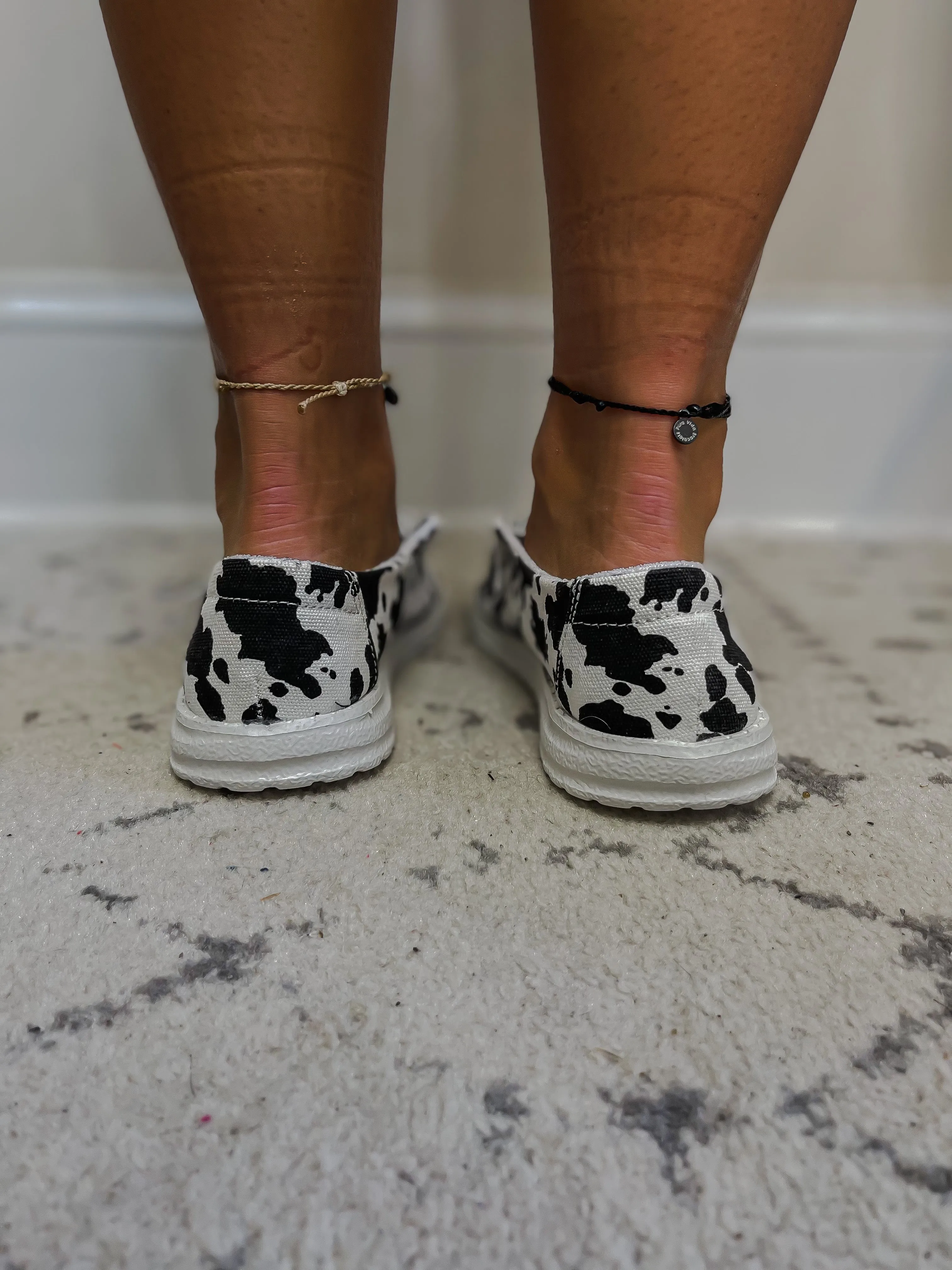 Cow Print Canvas Slip On