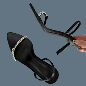 Crystal Ankle Strap Thin High Heels Shoes