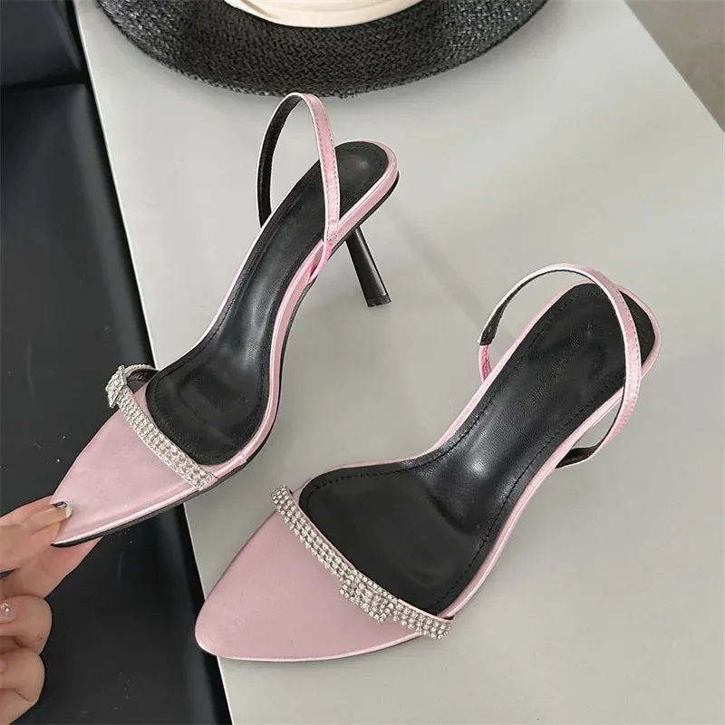 Crystal Ankle Strap Thin High Heels Shoes