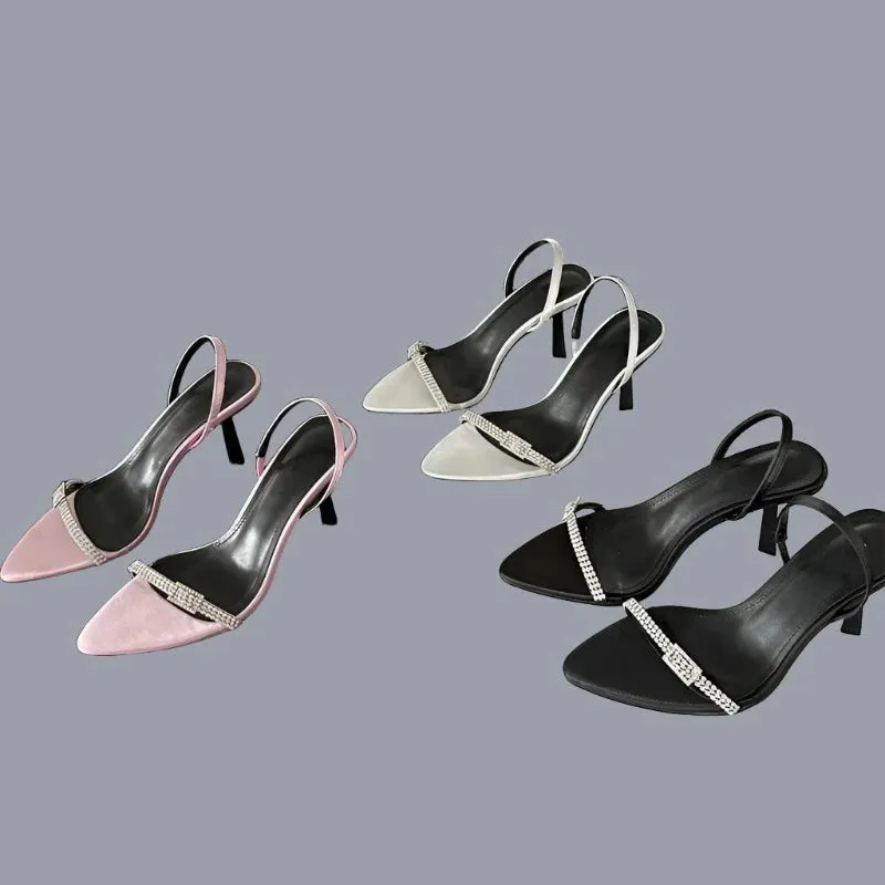 Crystal Ankle Strap Thin High Heels Shoes