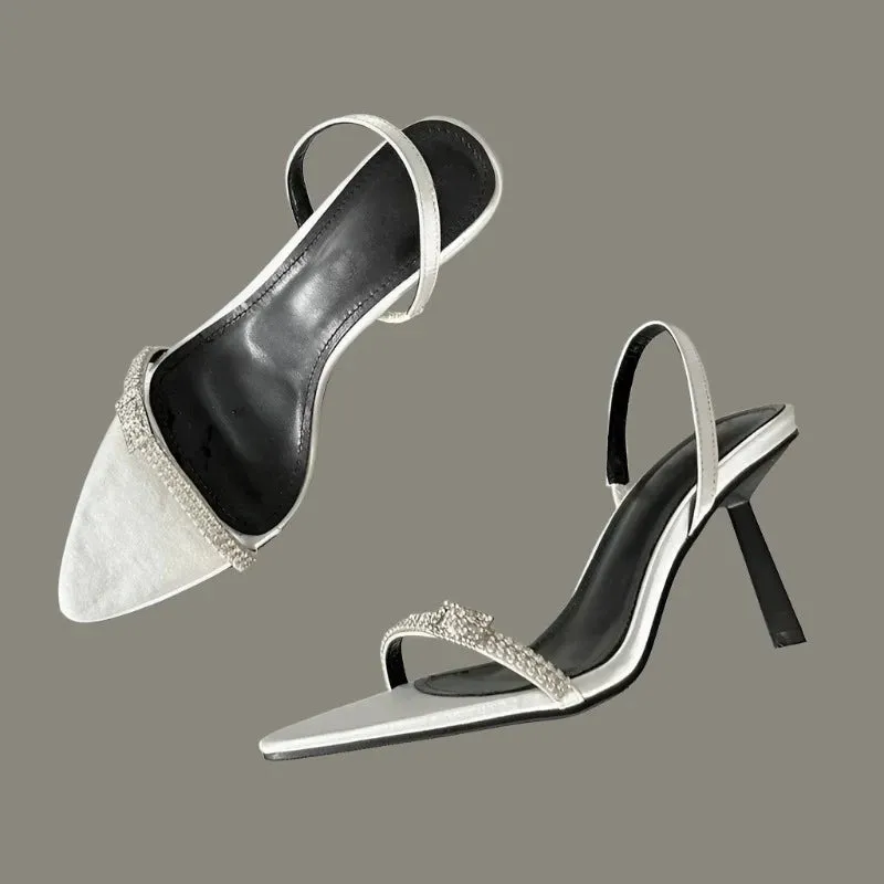 Crystal Ankle Strap Thin High Heels Shoes