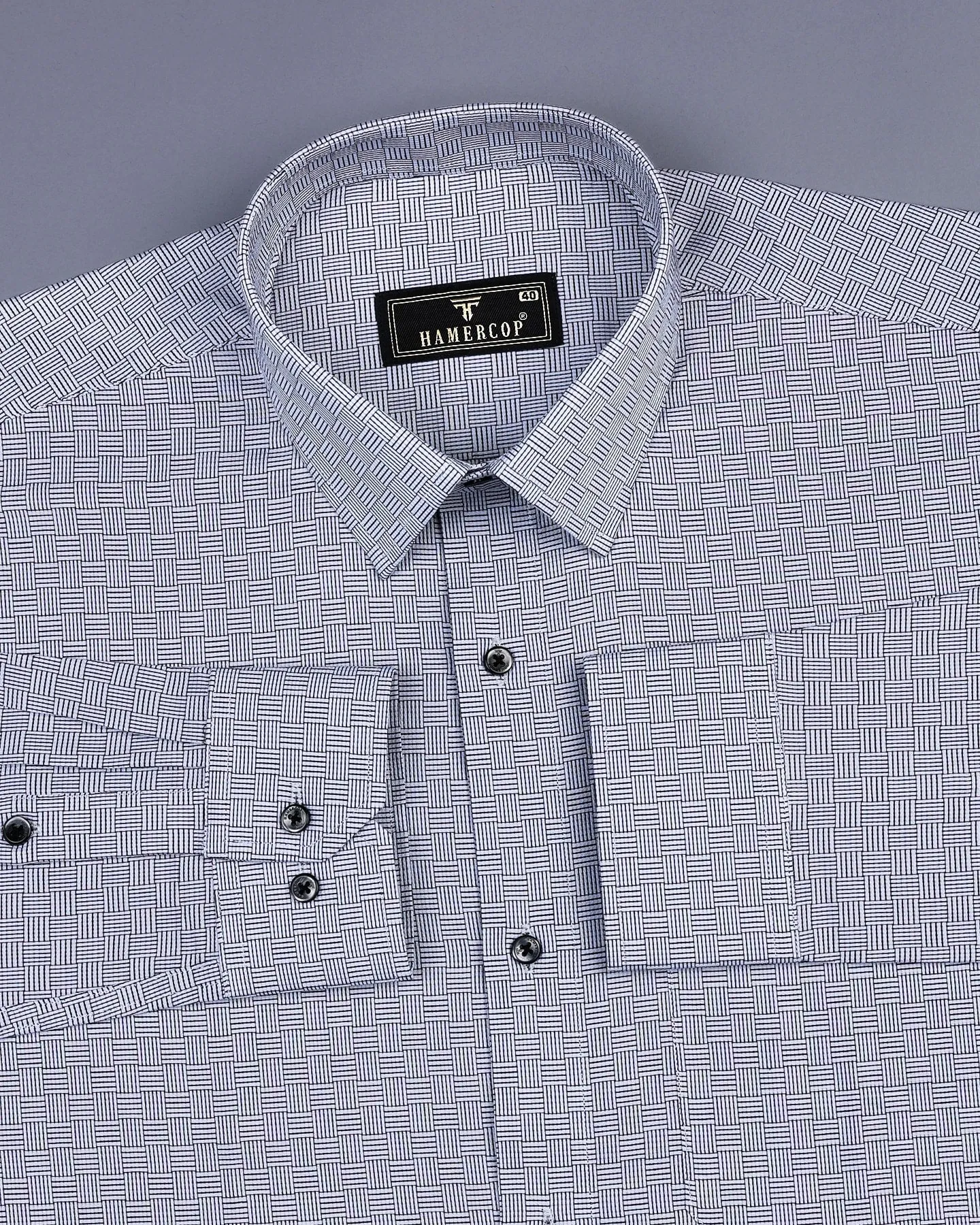 Devon Black With White Box Premium Cotton Gizza Shirt