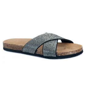 Embellished Slip-On Flat in Pewter