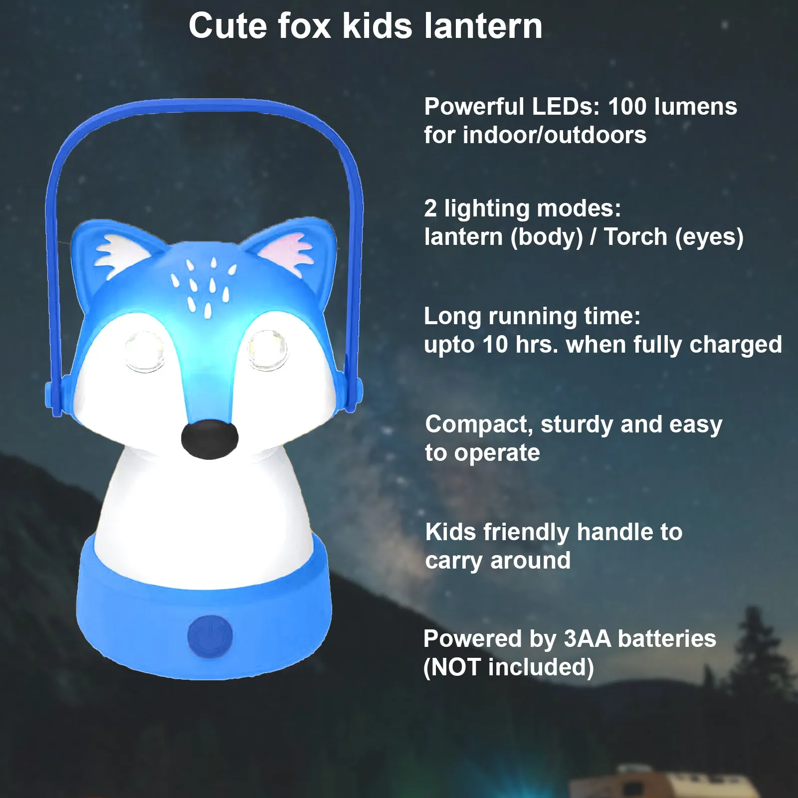 Fox LED Kids Lantern and Rechargeable Kids Headlamp Set - Blue