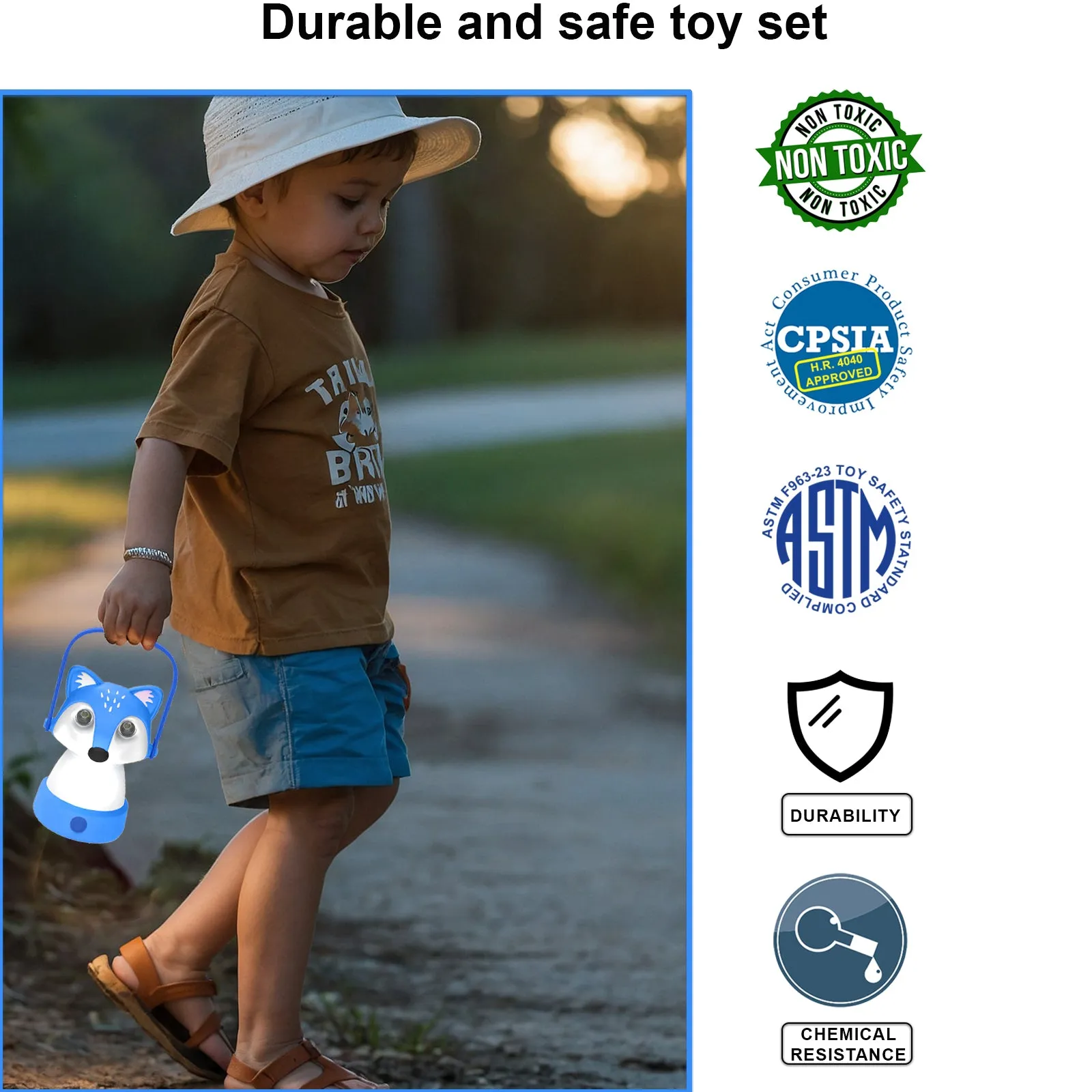 Fox LED Kids Lantern and Rechargeable Kids Headlamp Set - Blue