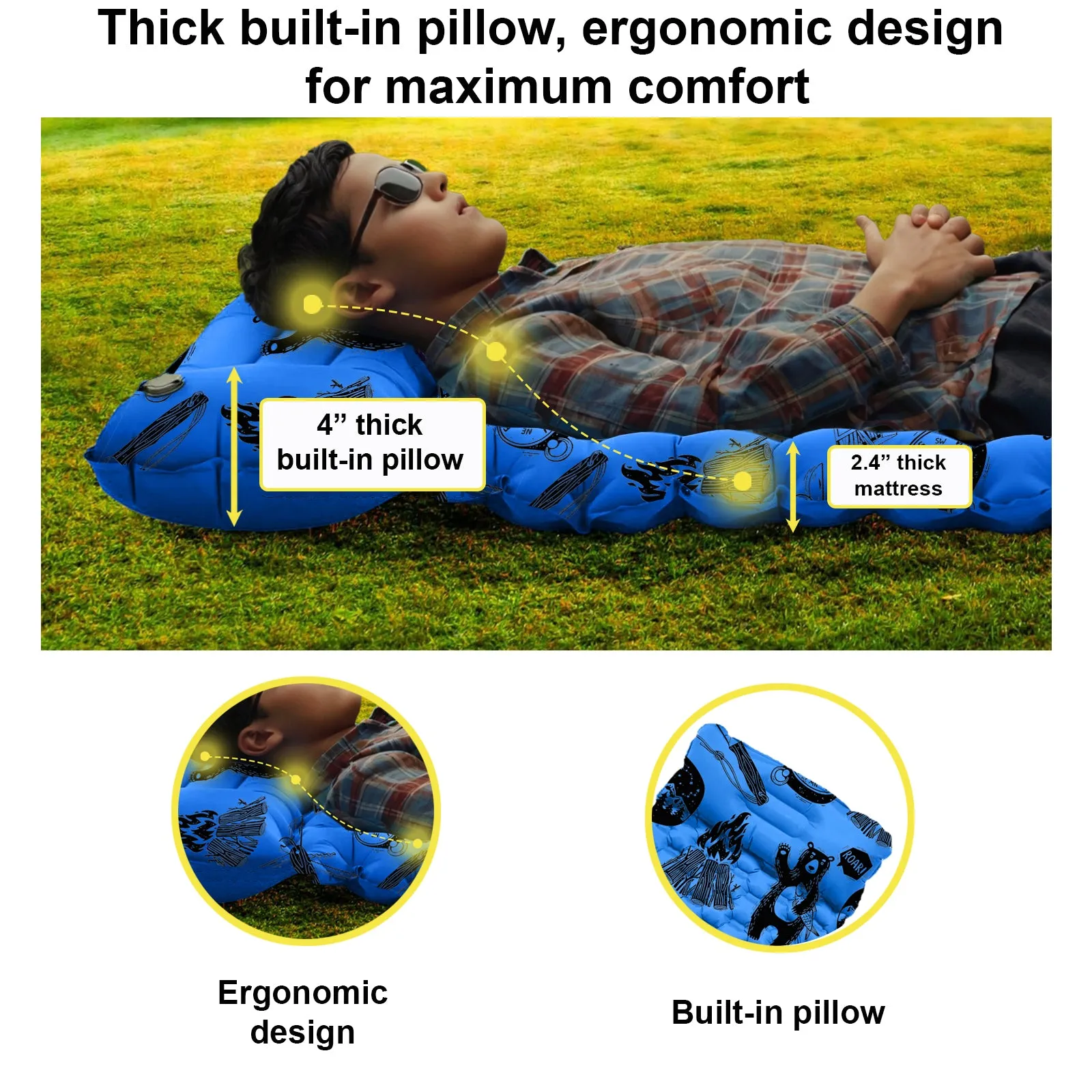 Inflatable Sleeping pad for Kids - Blue