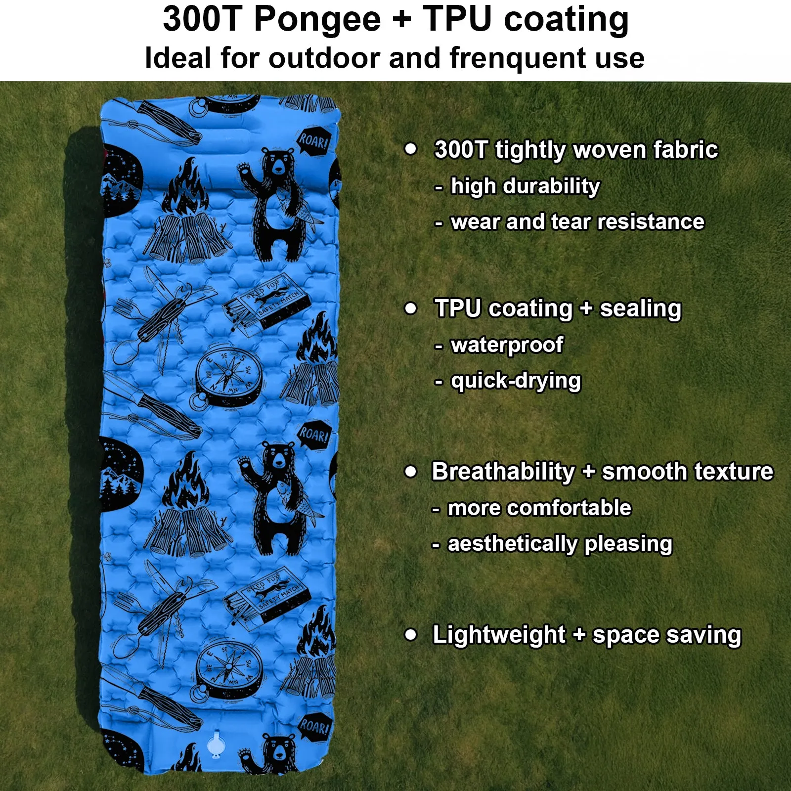 Inflatable Sleeping pad for Kids - Blue