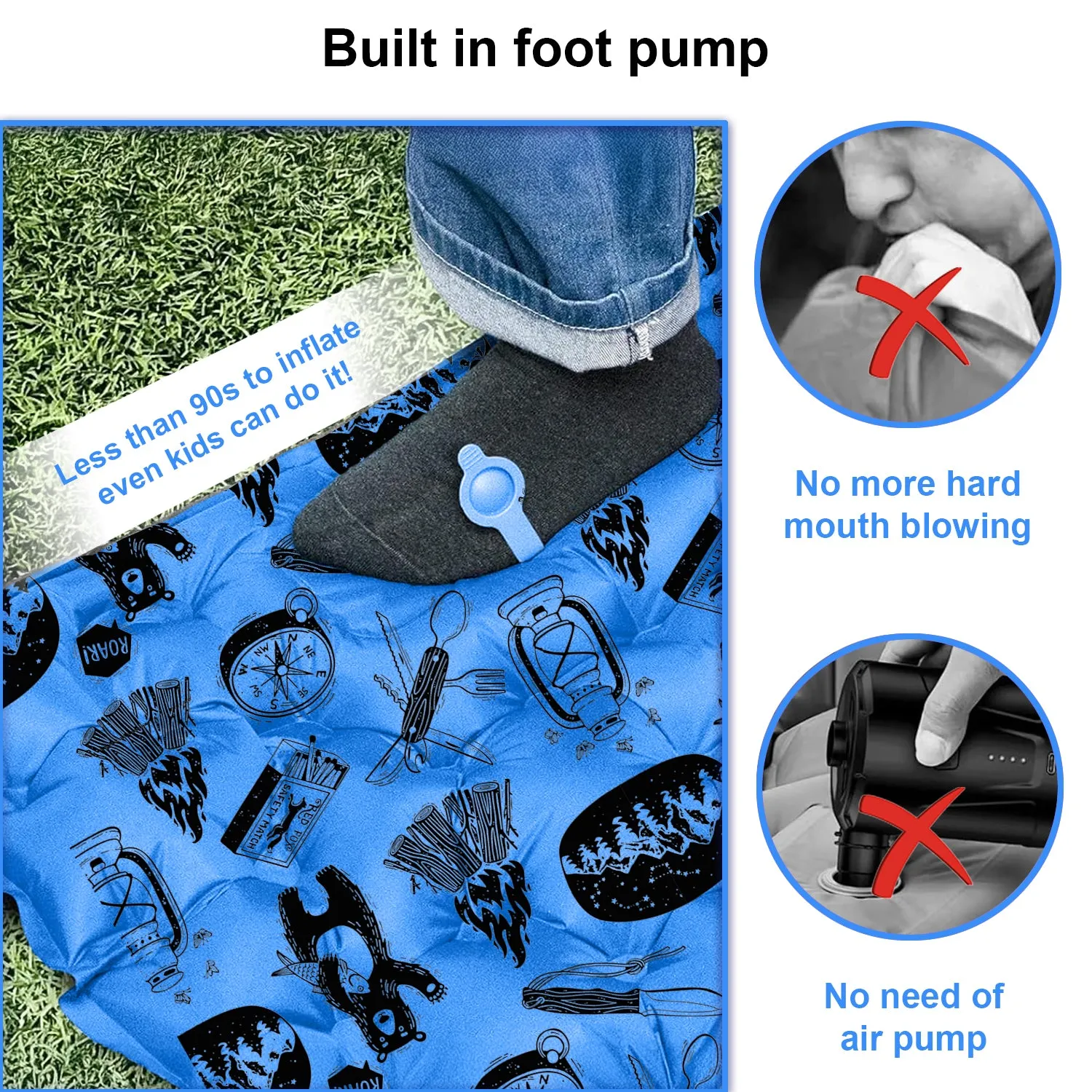 Inflatable Sleeping pad for Kids - Blue