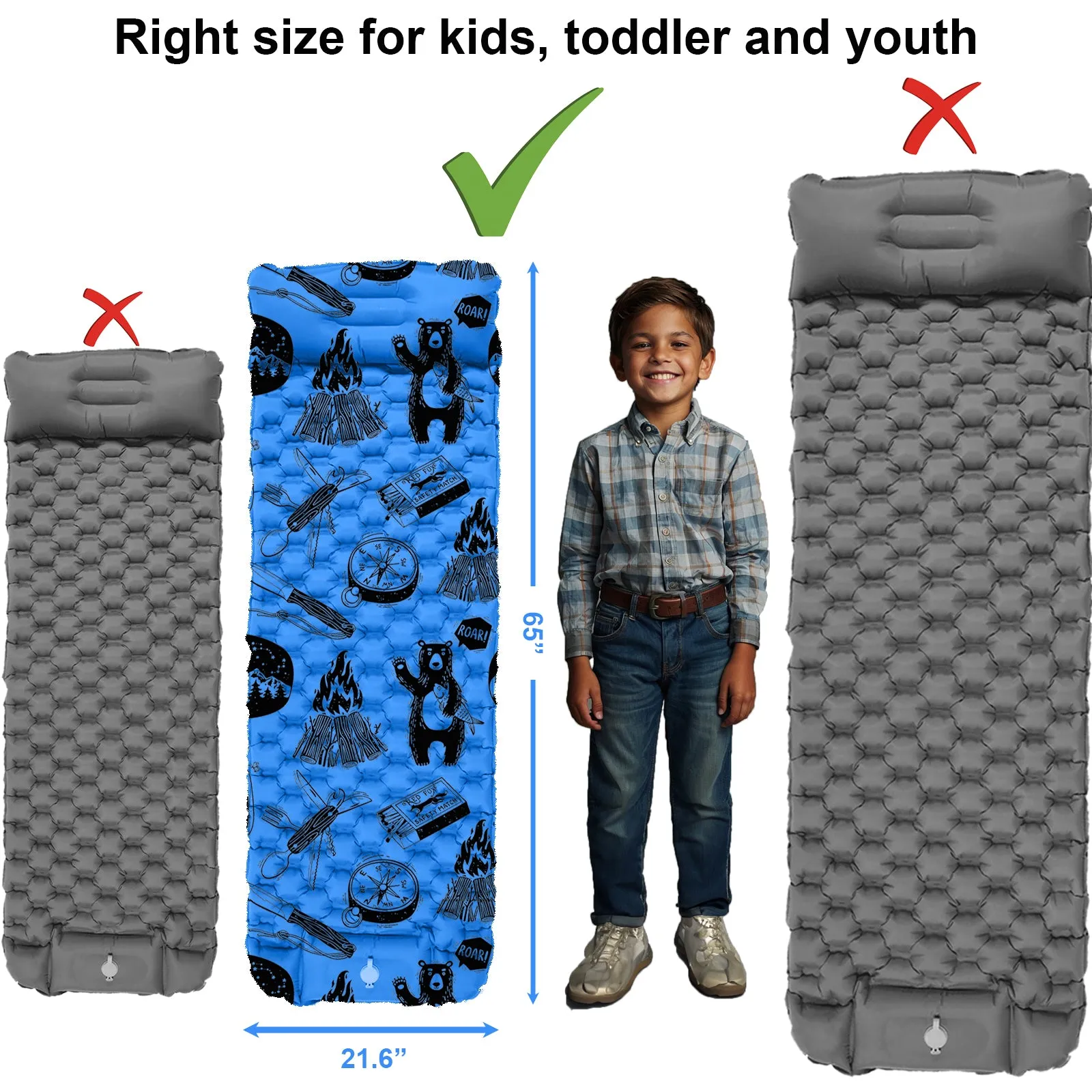 Inflatable Sleeping pad for Kids - Blue