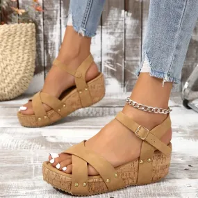 Karen™ | Comfortable Buckle Wedge Sandals