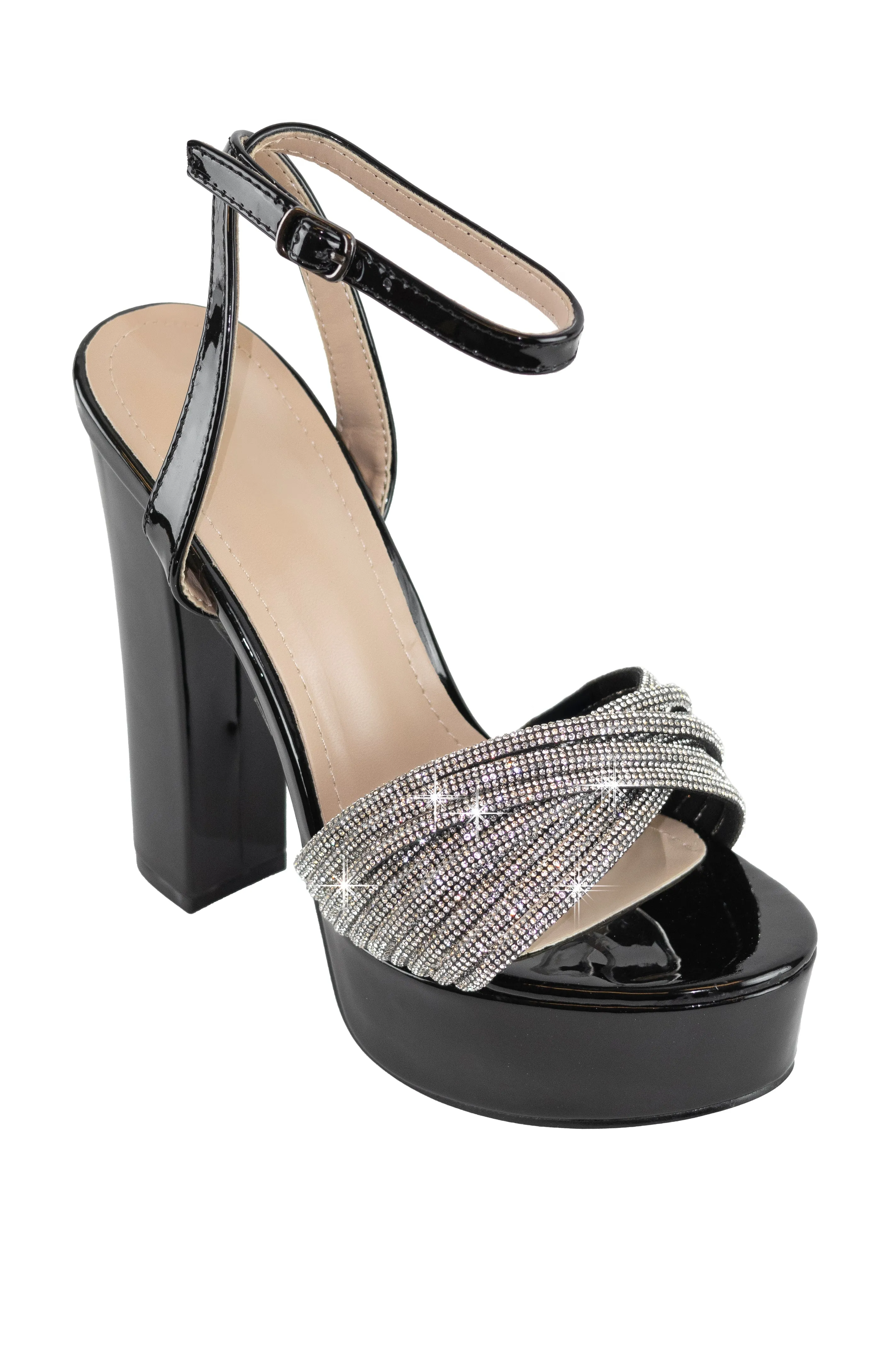 Luminous - Rhinestones Strap Platform High Heels