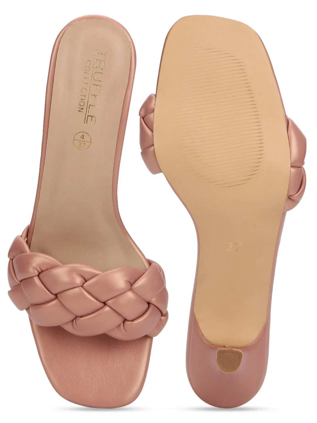 Nude PU Braided Kitten Heels