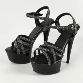 Sequin Cloth Narrow Band Buckle Strap Stiletto Heels Stripper Shoes