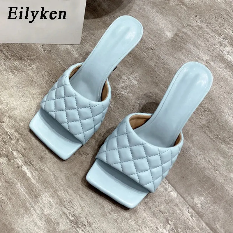 Square Toe padded Slip On high heel Sandals