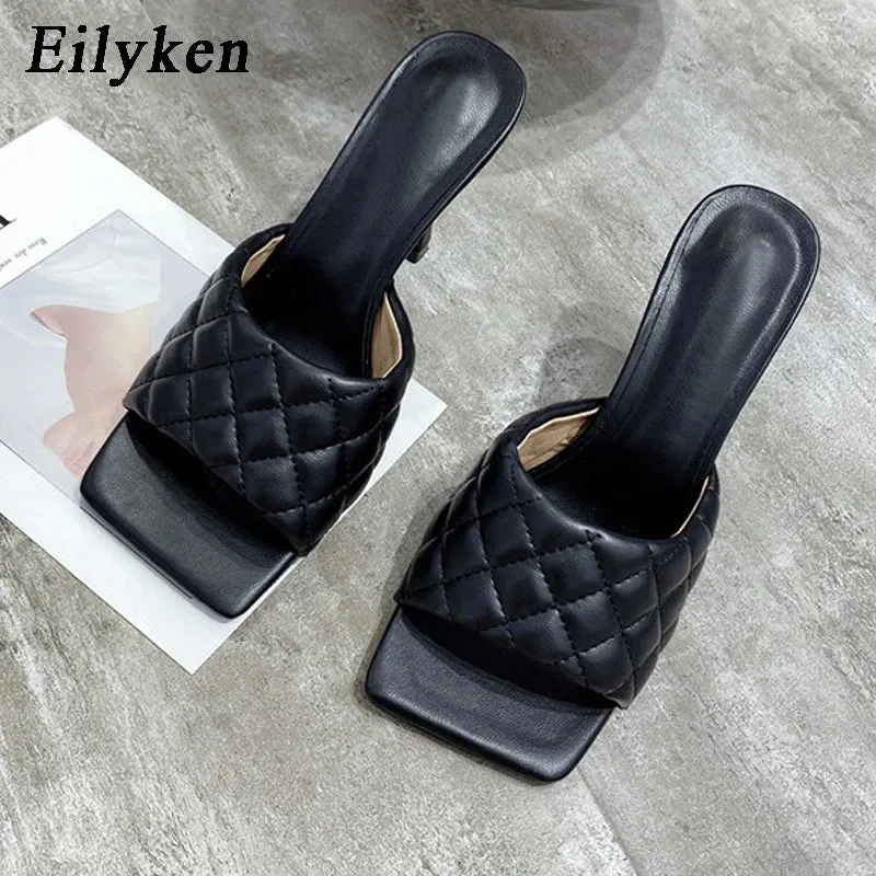 Square Toe padded Slip On high heel Sandals
