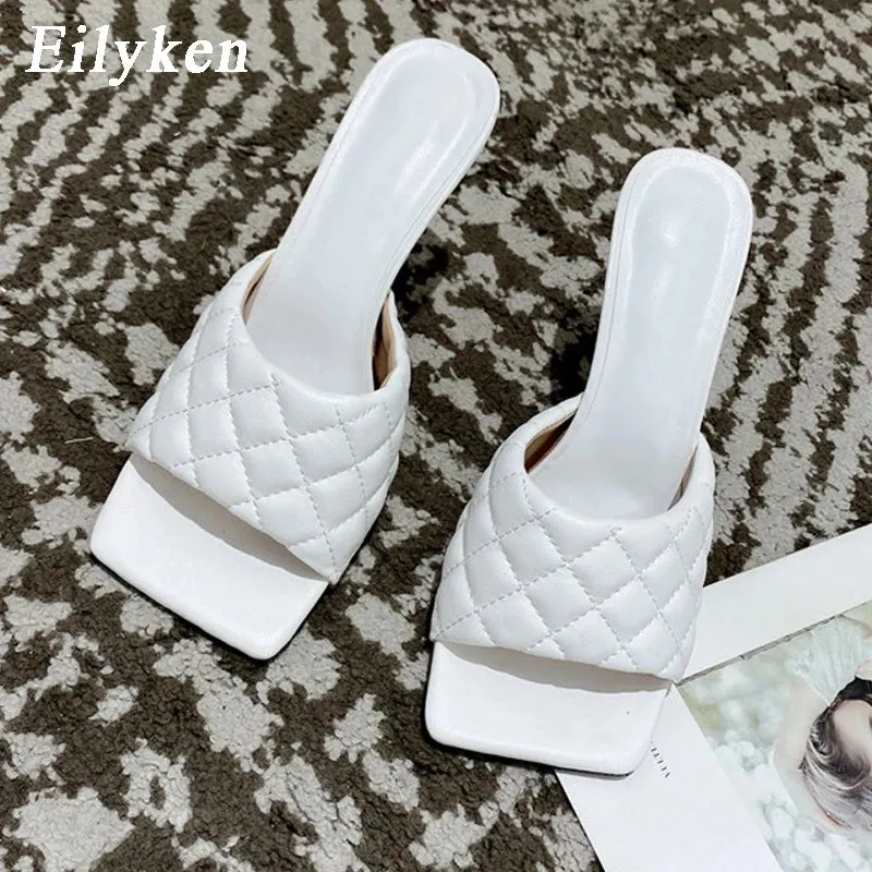 Square Toe padded Slip On high heel Sandals