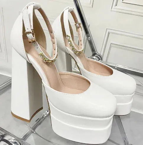 Square Toe Platform Party High Heels