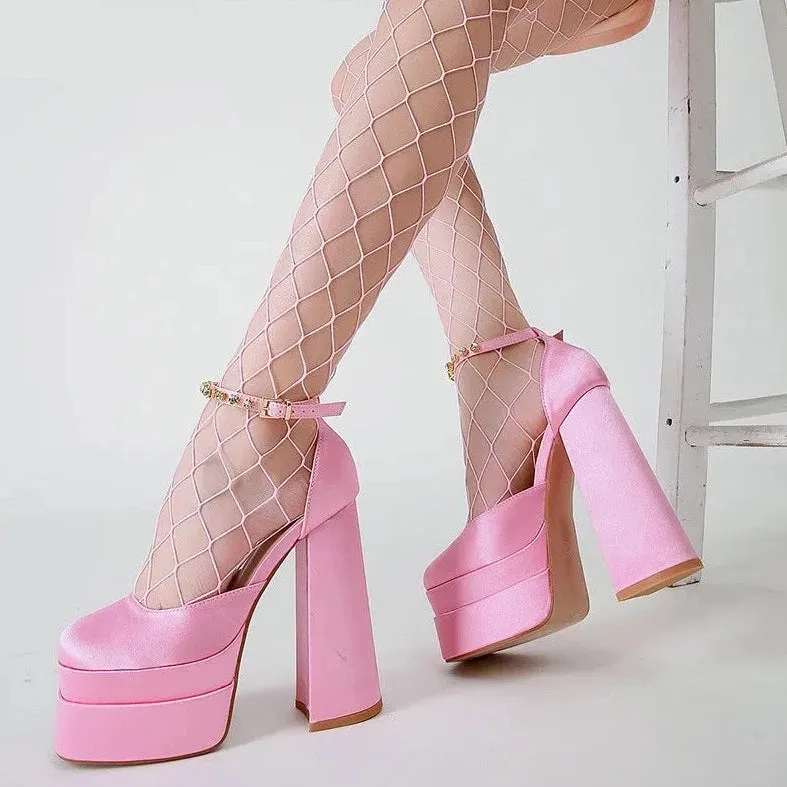 Square Toe Platform Party High Heels