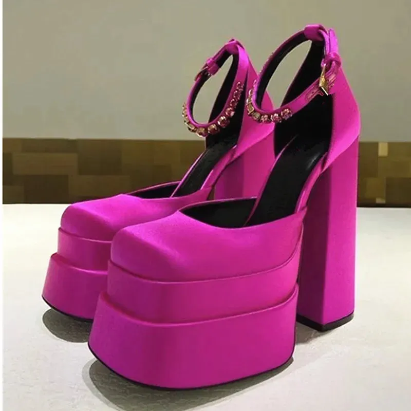 Square Toe Platform Party High Heels