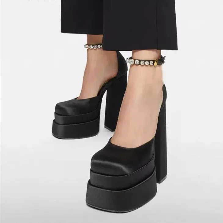 Square Toe Platform Party High Heels
