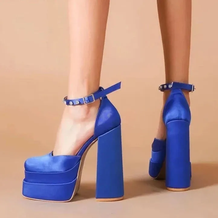 Square Toe Platform Party High Heels