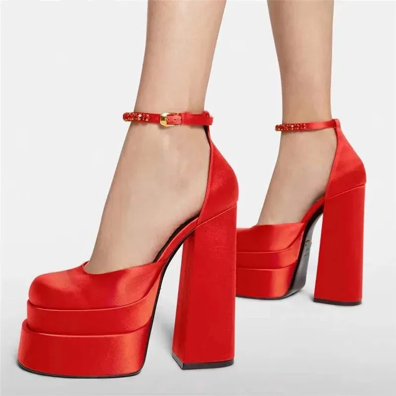 Square Toe Platform Party High Heels