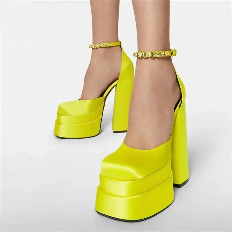 Square Toe Platform Party High Heels